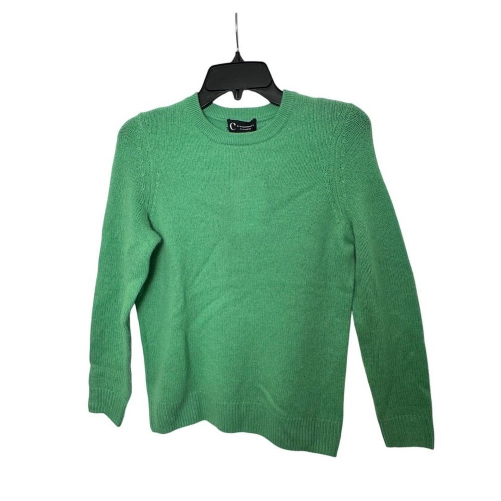 C by Bloomingdale's‎ Cashmere Sweater Green Crew Neck Long Sleeve Women's M - Picture 3 of 7